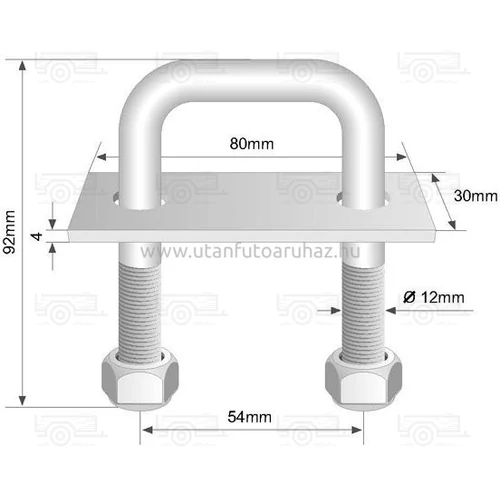 Kép 2/2 - Rögzítő fül U 54x92 mm