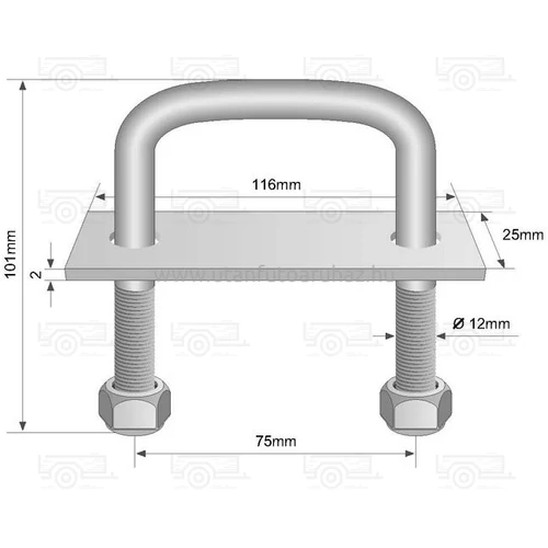 Kép 2/2 - Rögzítő fül U 75x101 mm