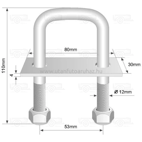 Kép 2/2 - Rögzítő fül U 53x110 mm