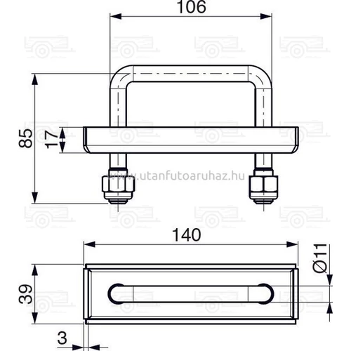 Kép 2/2 - Rögzítő fül U 95x85 mm