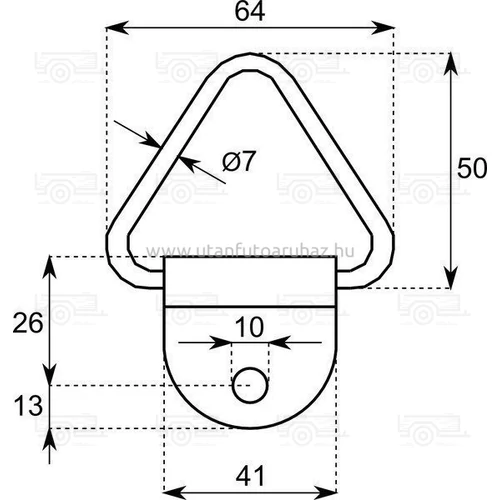 Kép 2/2 - Rögzítő fül, 1 furatos