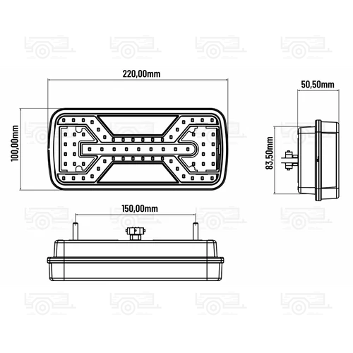 Kép 8/10 - X-SPIDER hátsó lámpa, jobb, toltatólámpa, rv. nélkül, vezetékes, L2425
