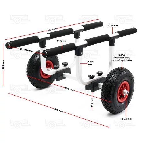 Kép 3/6 - Aluminium szállítókocsi max. 90 kg kajak-kenu