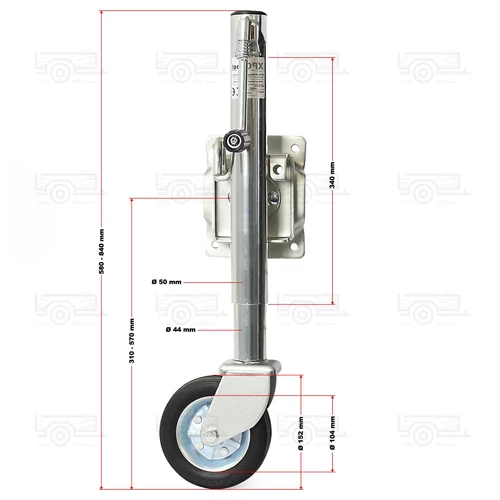 Kép 7/10 - XPOtool orrkerék 160x40 mm-es kerékkel, elfordítható kivitel - 540 kg