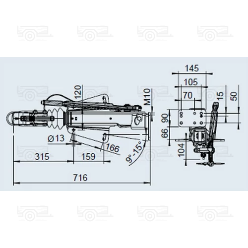 Kép 2/2 - Ráfutófék-V 251 S, 2700 kg, felső, Fék 3062/3081, AK 270 Optima, orrkeréktartó