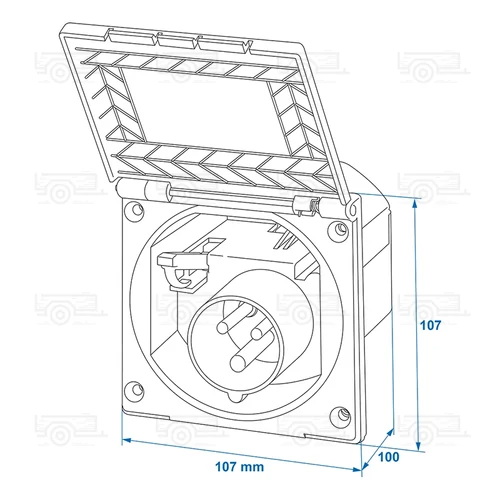Kép 6/7 - CEE, beépíthető dugó, szögletes, fekete