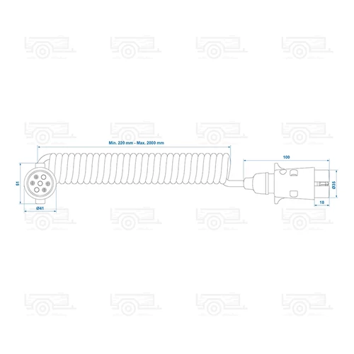 Kép 2/2 - Spirálkábel 3 m, 2x 7 pólusú dugóval, PVC anyagból