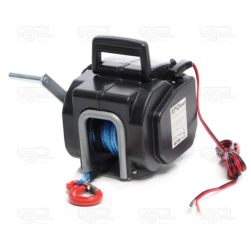 Wiltec elektromos csörlő,12V 280W, max. 2250 kg, 1,38m/min, 10,5 méter szintetikus kötéllel