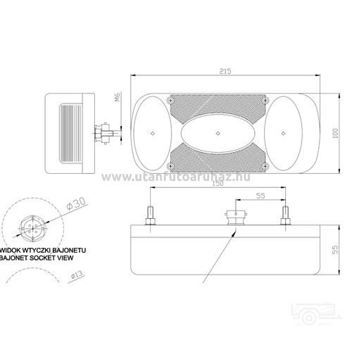 Kép 2/2 - Fristom MD-36 komplett lámpa szett, 5 méter vezetékkel, előremenő ággal
