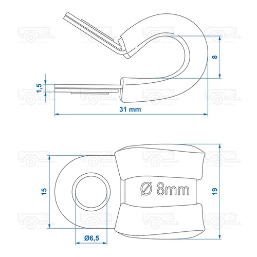 Kép 3/4 - ProPlus kábel rögzító fül, 8 mm