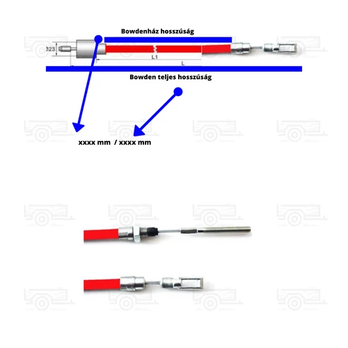 Kép 2/2 - AL-KO fékbowden szem-menet 1609mm/1865mm  régi tipus