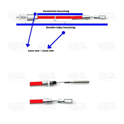 Kép 2/2 - AL-KO fékbowden szem-menet 529 mm/785 mm régi tipus