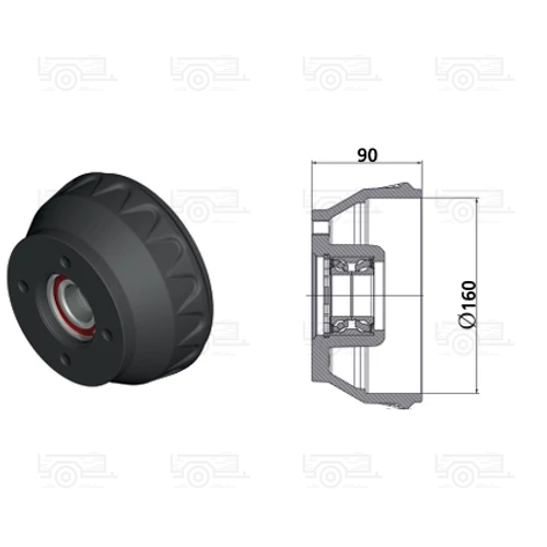 Kép 2/2 - KNOTT fékdob 160 csapágy 100×4