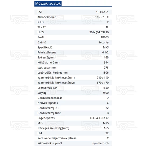 Kép 2/2 - Gumiabroncs 165 R 13 C