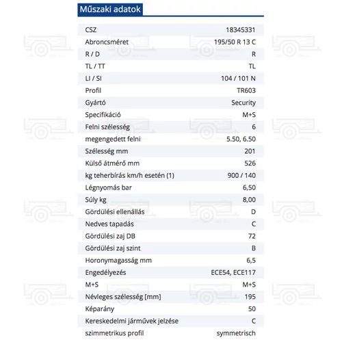 Kép 2/2 - Gumiabroncs 195 / 50 R 13 C