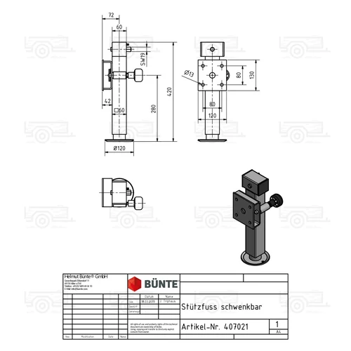 Kép 6/6 - Bünte támasztóláb, 60x415 mm, 1350 kg