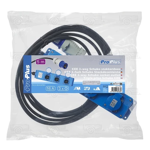 Kép 7/7 - CEE, H07RN-F hosszabító kábel, 3-utas Schuko aljzat, 5 m, 3x1,5 mm²