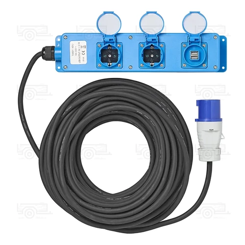Kép 5/6 - CEE, H07RN-F, 3-utas aljzat, 20 m, 3x1,5 mm² (2x Schuko + 1x 2 USB)