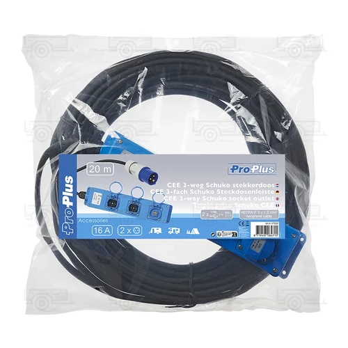 Kép 6/6 - CEE, H07RN-F, 3-utas aljzat, 20 m, 3x1,5 mm² (2x Schuko + 1x 2 USB)