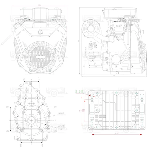 Kép 8/8 - LIFAN 2V90F fűnyíró traktor motor, önindítóval 24kW, két hengeres kivitel
