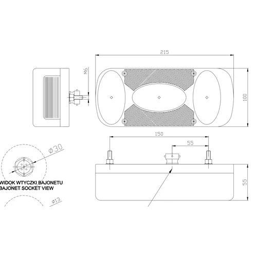 Kép 2/2 - Fristom MD-36 hátsó lámpa tolatólámpával (jobb)