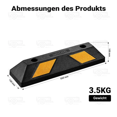 Kép 2/8 - 2 db kerékütköző fényvisszaverő csíkkal - 55 x 15 x 10 cm