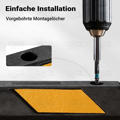 Kép 3/8 - 2 db kerékütköző gumiból fényvisszaverő csíkkal - 90 x 15 x 10 cm  
