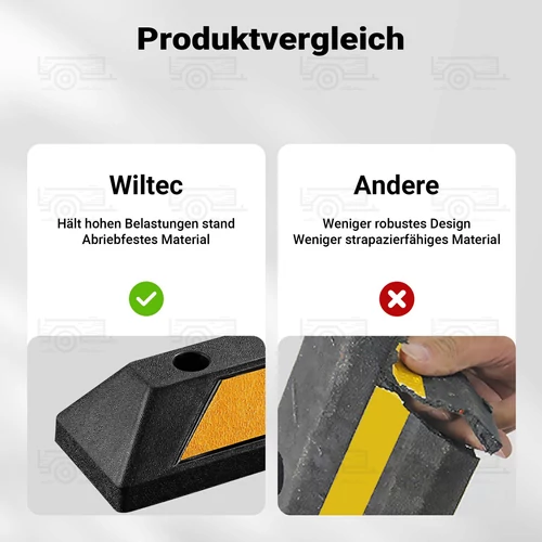 Kép 4/8 - 2 db kerékütköző gumiból fényvisszaverő csíkkal - 90 x 15 x 10 cm  