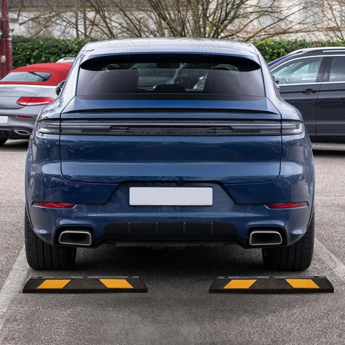 Kép 5/8 - 2 db kerékütköző gumiból fényvisszaverő csíkkal - 90 x 15 x 10 cm