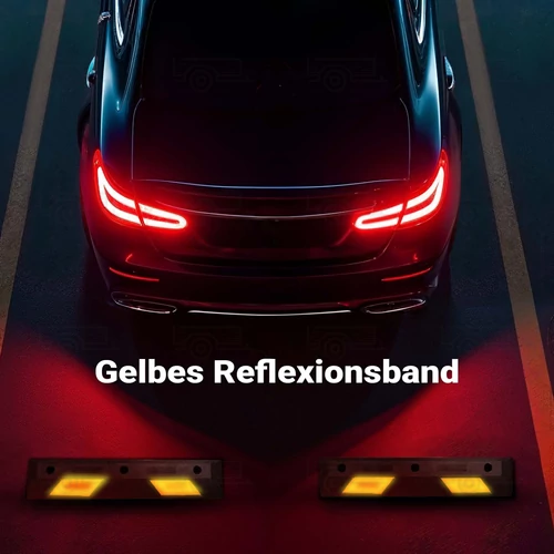 Kép 7/8 - 2 db kerékütköző gumiból fényvisszaverő csíkkal - 90 x 15 x 10 cm