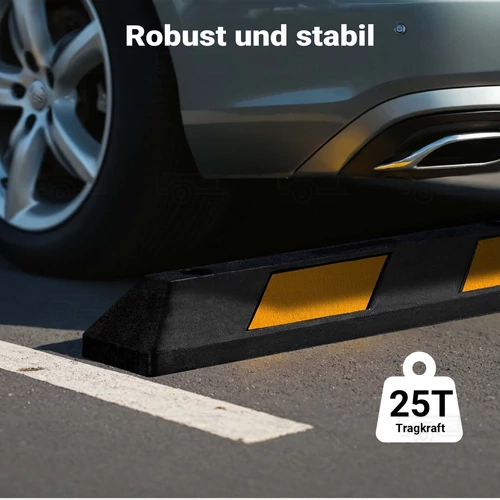 Kép 2/8 - 2 db kerékütköző gumiból fényvisszaverő csíkkal - 120 x 15 x 10 cm