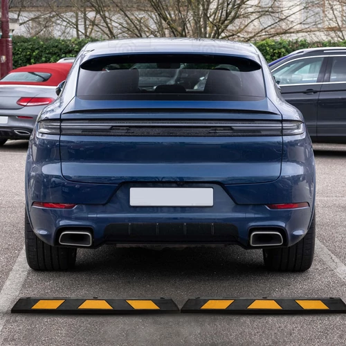 Kép 4/8 - 2 db kerékütköző gumiból fényvisszaverő csíkkal - 120 x 15 x 10 cm