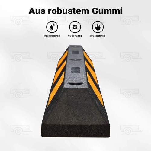 Kép 3/8 - 2 db kerékütköző gumiból fényvisszaverő csíkkal - 120 x 15 x 10 cm