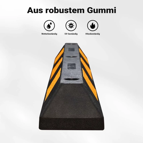 Kép 3/8 - 2 db kerékütköző gumiból fényvisszaverő csíkkal - 120 x 15 x 10 cm