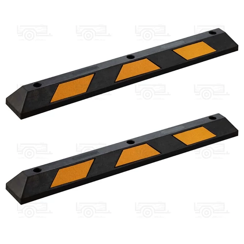 2 db kerékütköző gumiból fényvisszaverő csíkkal - 120 x 15 x 10 cm