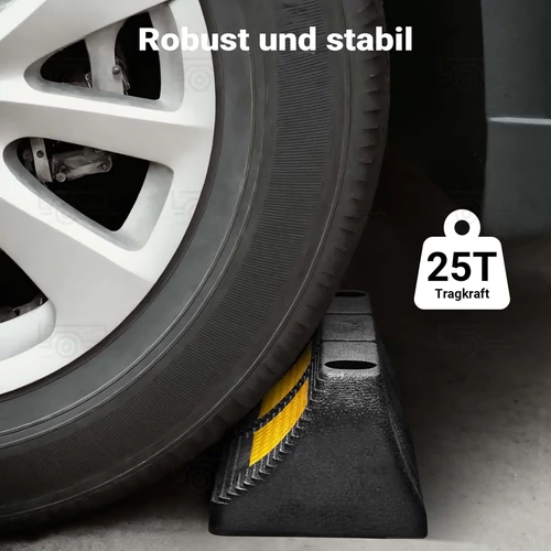 Kép 6/8 - 2db kerékütköző gumiból fényvisszaverő csíkkal - 47,5 x 12 x 8 cm 