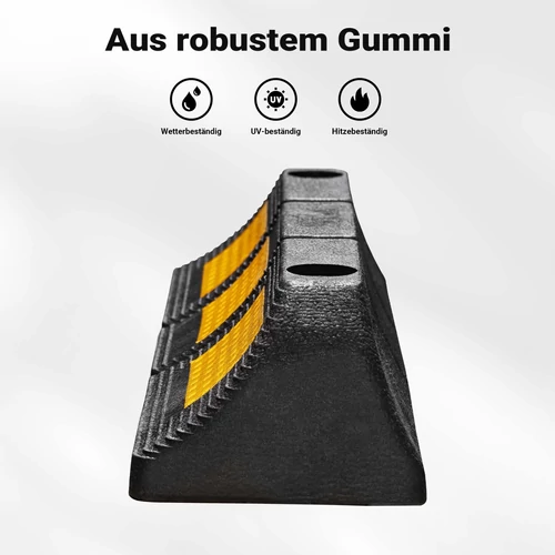 Kép 8/8 - 2db kerékütköző gumiból fényvisszaverő csíkkal - 47,5 x 12 x 8 cm