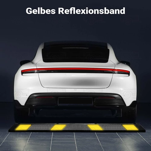 Kép 3/8 - Kerékütköző gumiból fényvisszaverő csíkkal - 183 x 15 x 10 cm