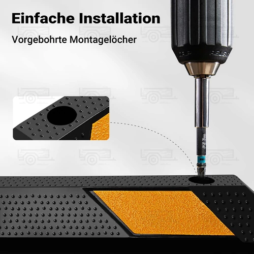 Kép 4/8 - Kerékütköző gumiból fényvisszaverő csíkkal - 183 x 15 x 10 cm