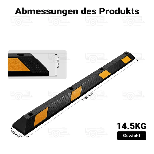 Kép 8/8 - Kerékütköző gumiból fényvisszaverő csíkkal - 183 x 15 x 10 cm