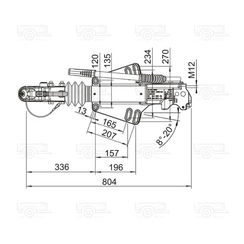 Kép 3/3 - Ráfutófék-V öntvény AE 3500, 3500 kg, felső/alsó, fék 2361, AK 351