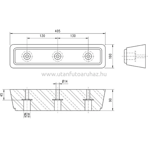 Kép 2/2 - Ütköző gumi 405X100X90
