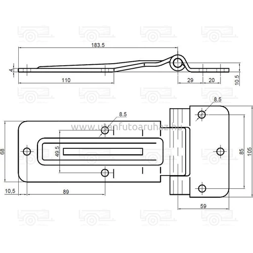 Kép 2/2 - Zsanér ajtóhoz INOX szögletes komplett