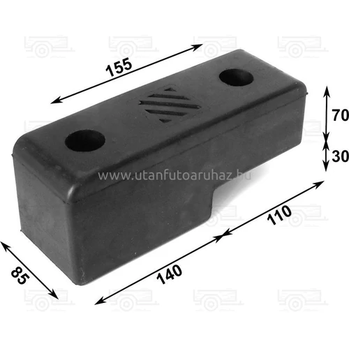 Ütköző gumi 250X85X100 2 furat