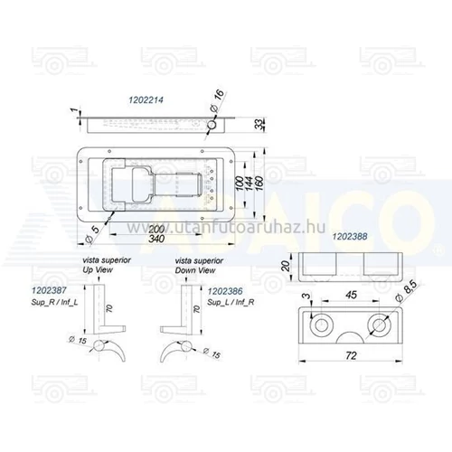 Kép 2/3 - Zár ajtóhoz süllyesztett 340x160