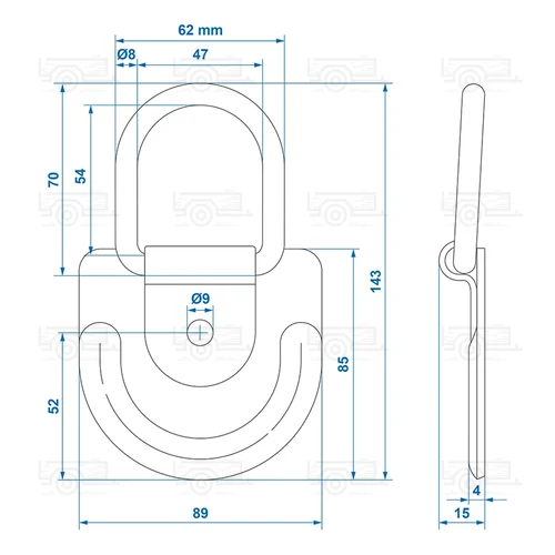 Kép 7/7 - ProPlus rakományrögzítő fül, 89 x 85 mm
