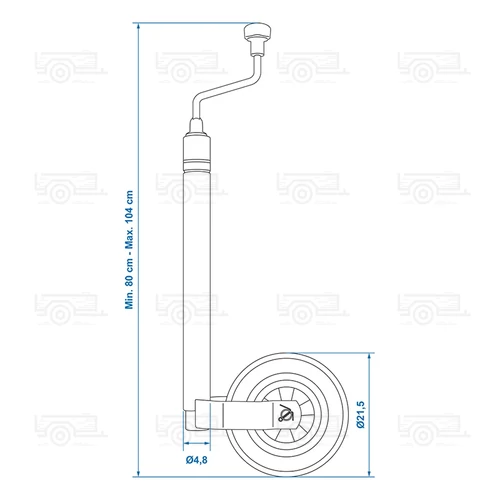 Kép 7/7 - ProPlus orrkerék 200x50 mm-es kerékkel, terhelés mérővel, hosszított kivitel Ø48 mm - 150 kg