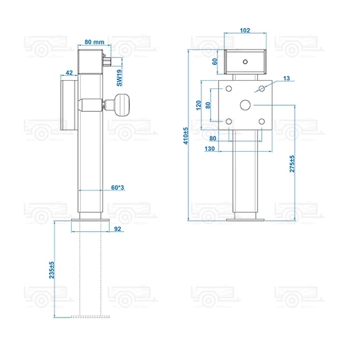Kép 8/8 - ProPlus elfordítható támasztóláb, 410–655 mm, 1300 kg