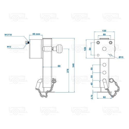 Kép 8/8 - ProPlus elfordítható támasztóláb, 345–445 mm, 1300 kg