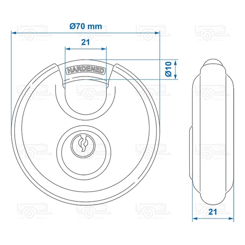 Kép 6/6 - 2 db lakat, 2-2 db kulccsal, ø70 mm